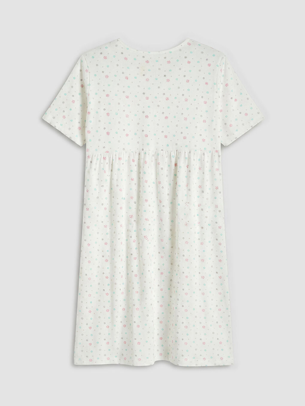 Ekru V Yaka Çiçekli Hamile Gecelik-2