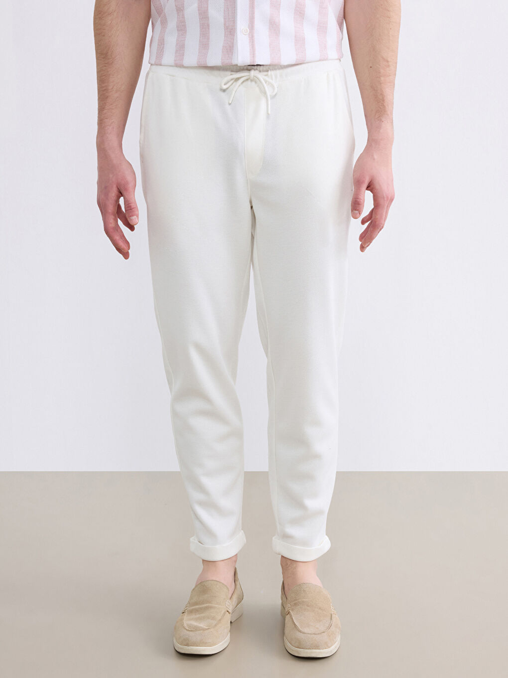Ekru Slim Fit Erkek Pantolon-1