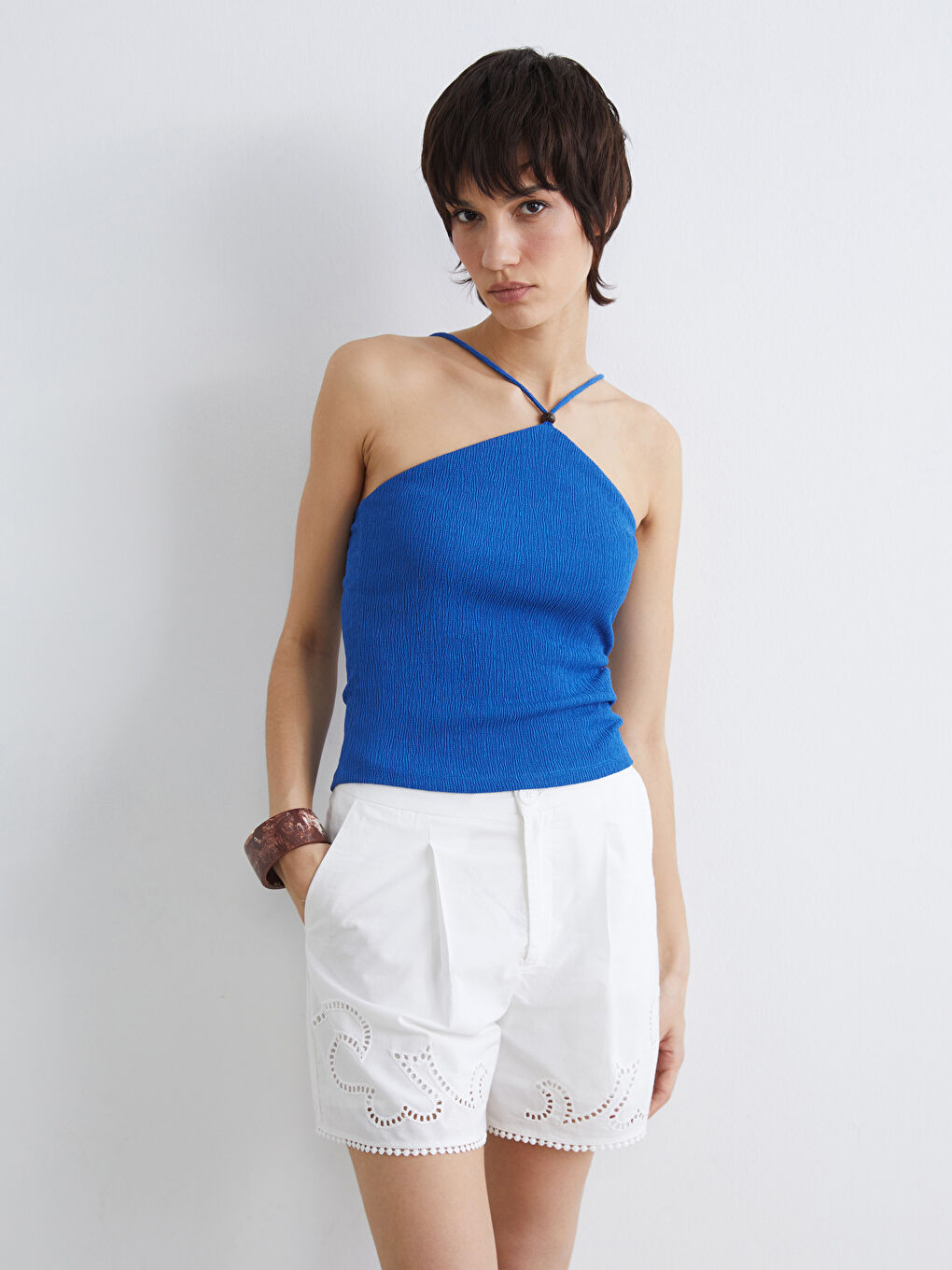 Halter Neck String Strap Blouse