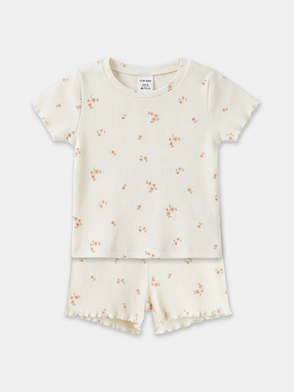 Floral-Print Crew Neck Baby Girl Blouse and Leggings Set