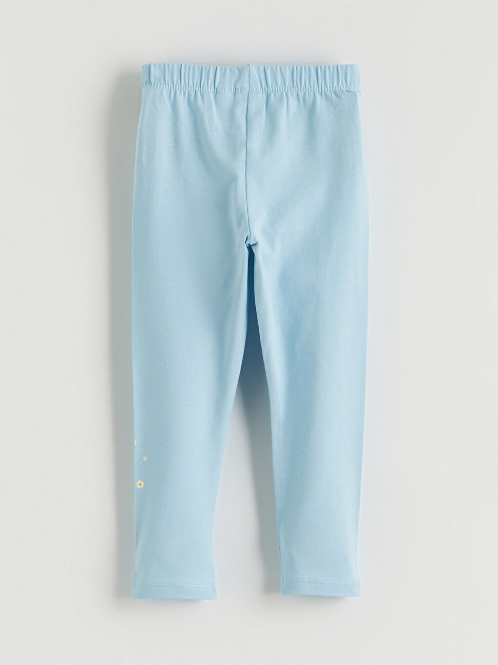 Mavi Beli Lastikli Çiçekli Kız Çocuk Tayt-2