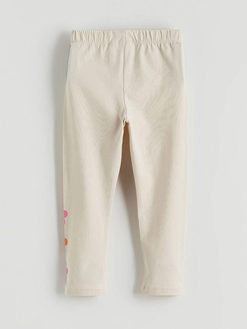 Bej Beli Lastikli Çiçekli Kız Çocuk Tayt-2