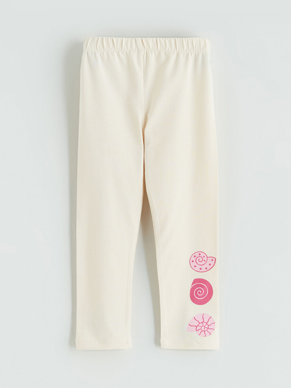 Pembe Beli Lastikli Baskılı Kız Çocuk Tayt