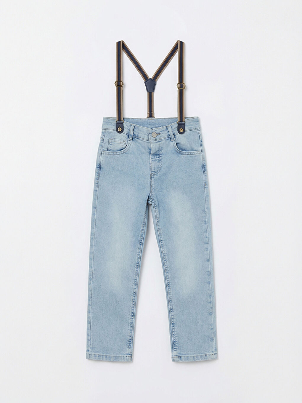 İndigo Askılı Erkek Çocuk Jean Pantolon