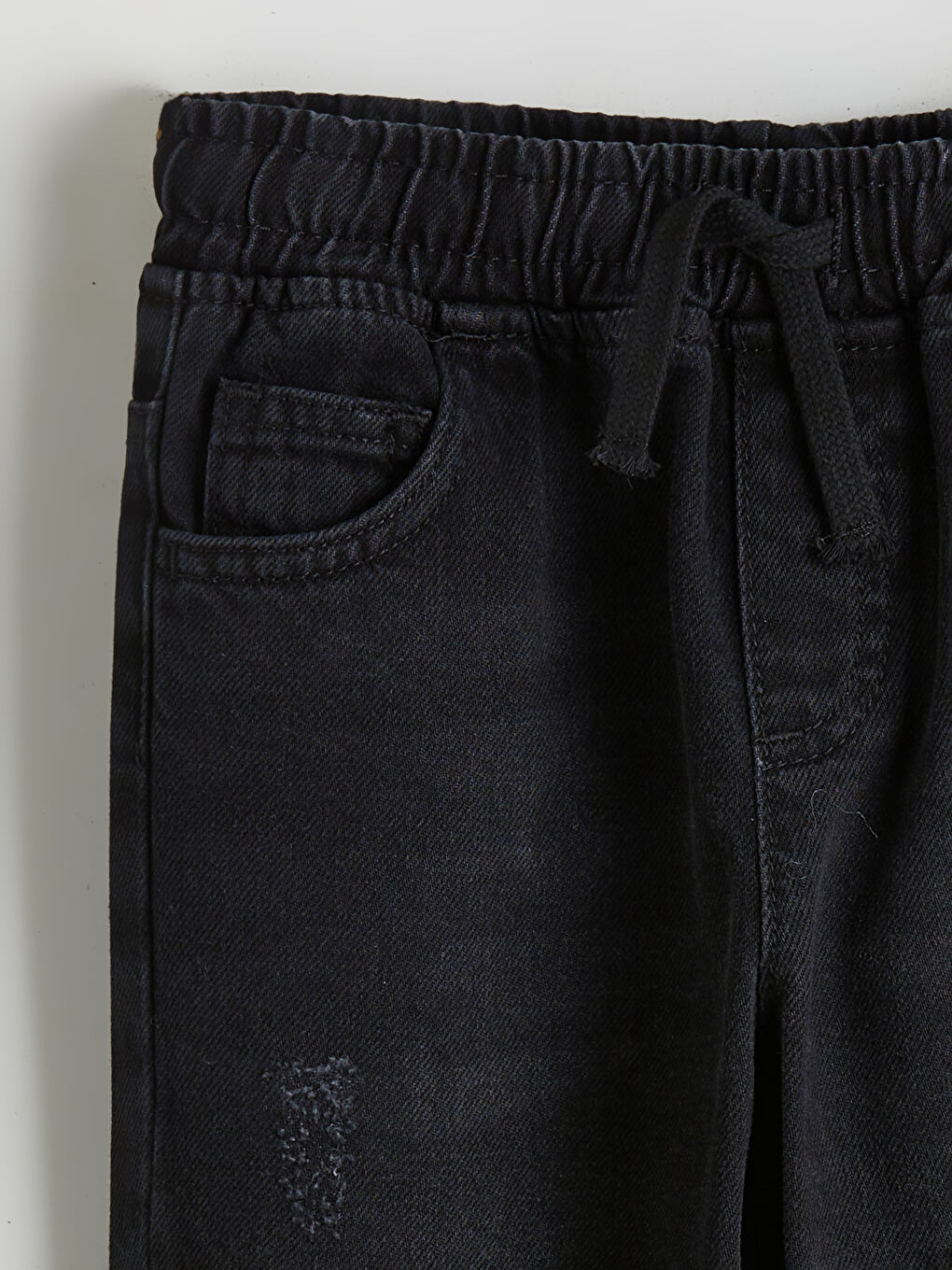 Siyah Beli Lastikli Erkek Çocuk Jean Pantolon-1