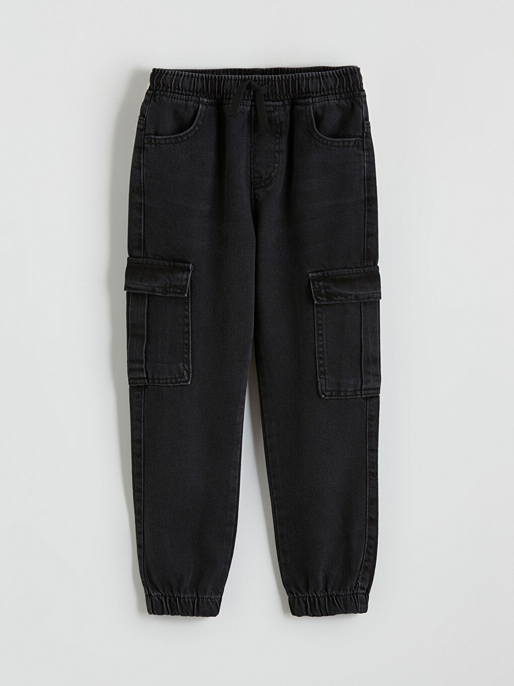 Siyah Beli Lastikli Erkek Çocuk Jogger Jean Pantolon