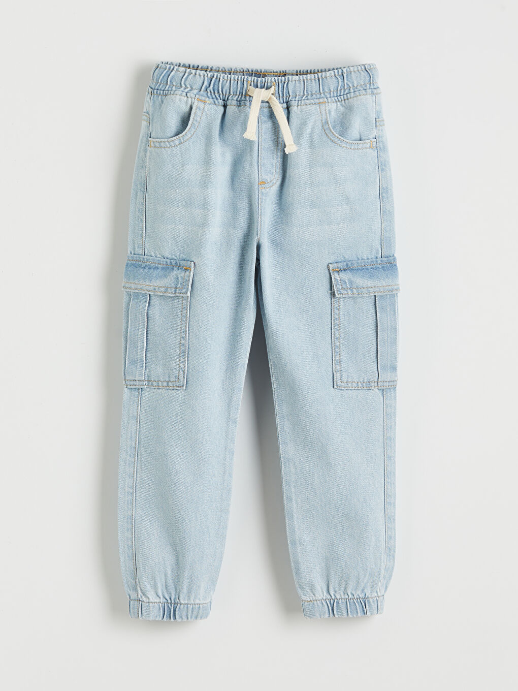 İndigo Beli Lastikli Erkek Çocuk Jogger Jean Pantolon