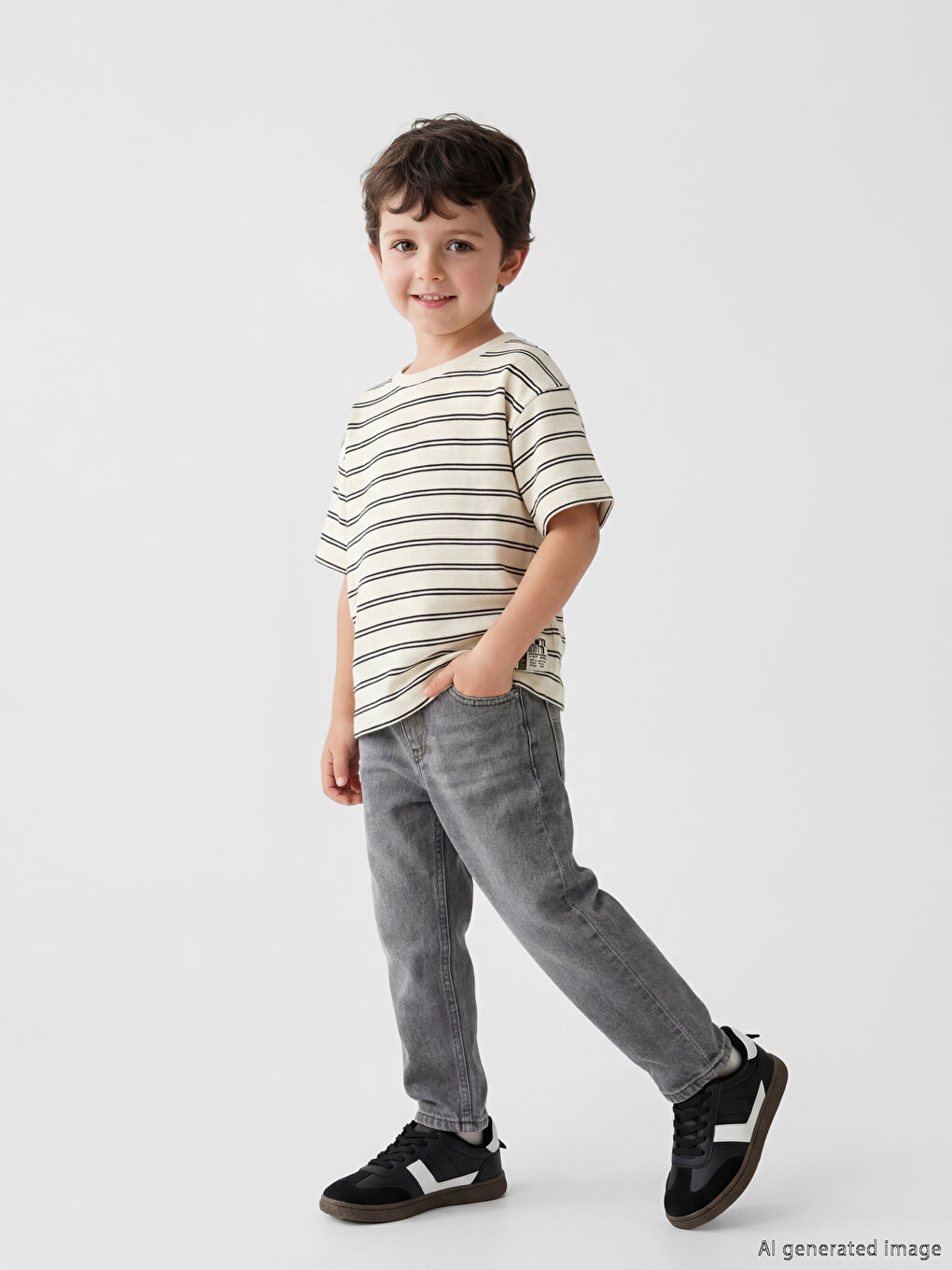 Gri Standart Kalıp Erkek Çocuk Jean Pantolon