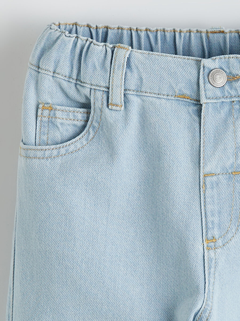 İndigo Beli Lastikli Erkek Çocuk Jean Pantolon-1