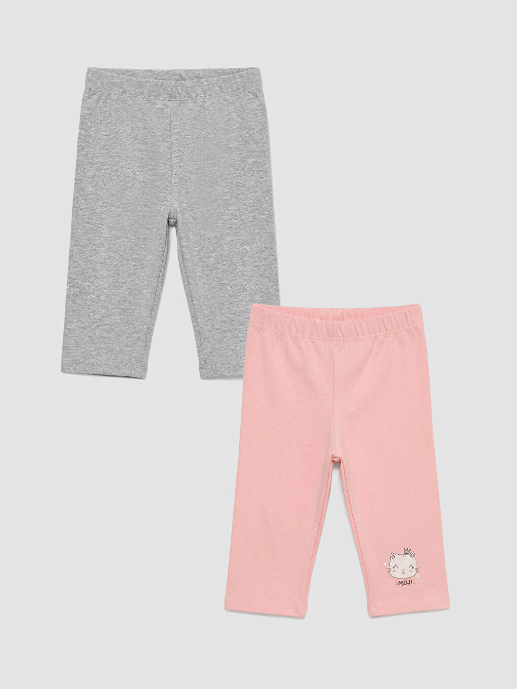 Pembe Baskılı Kız Çocuk Tayt 2'li