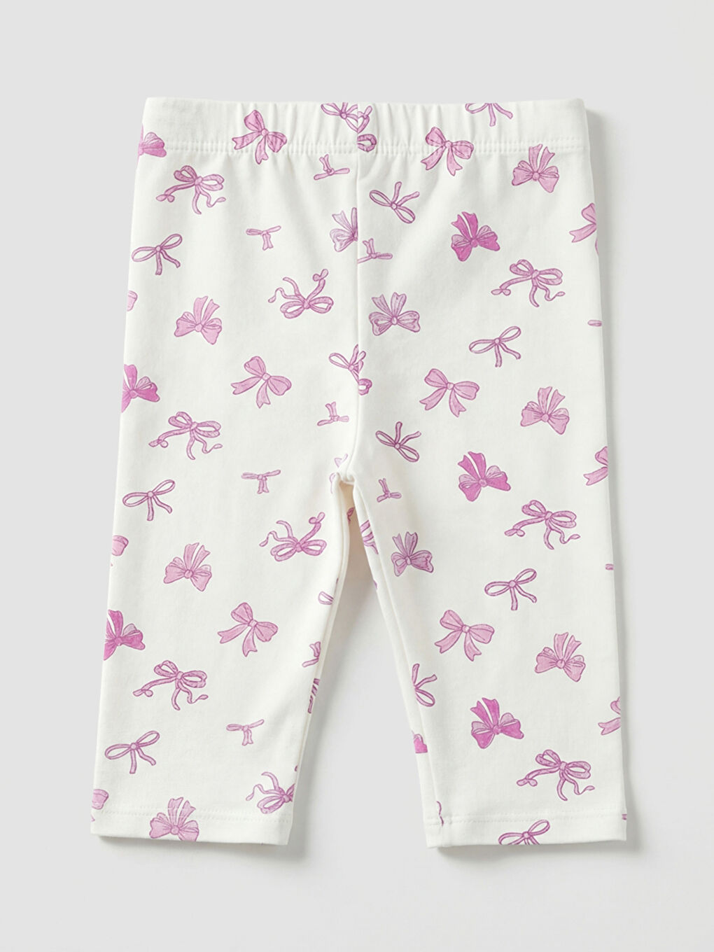 Ekru Fiyonk Desenli Kız Çocuk Tayt