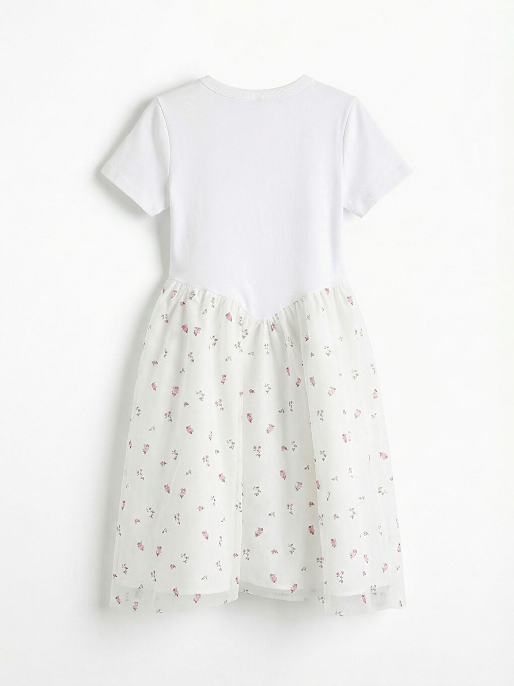 Girls' floral dress with a crew neck.-1