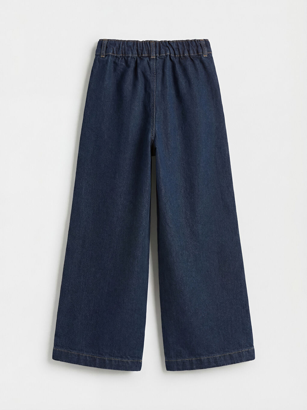 İndigo Beli Lastikli Wideleg Kız Çocuk Jean Pantolon-2