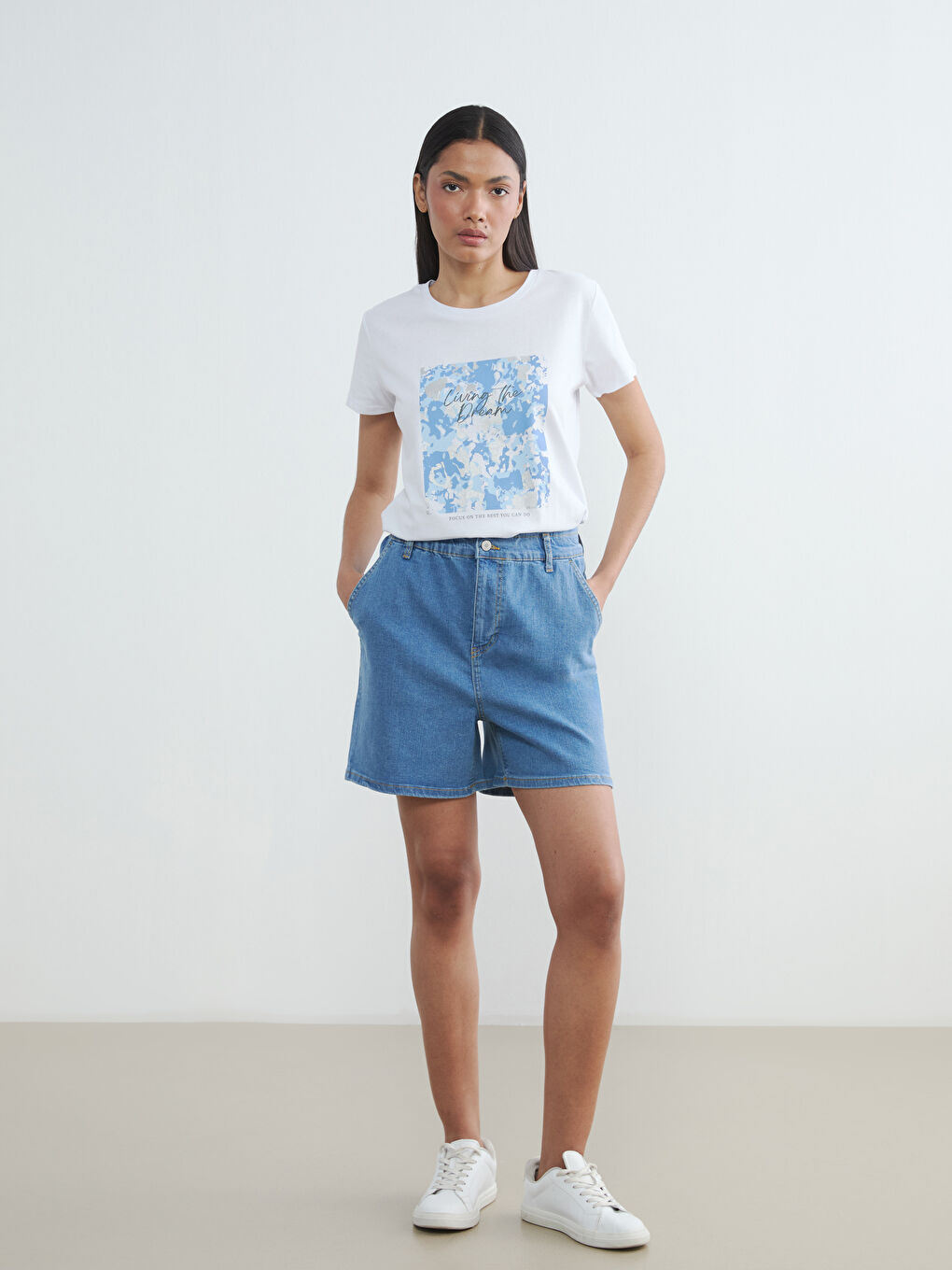 İndigo Loose Fit Kadın Jean Şort