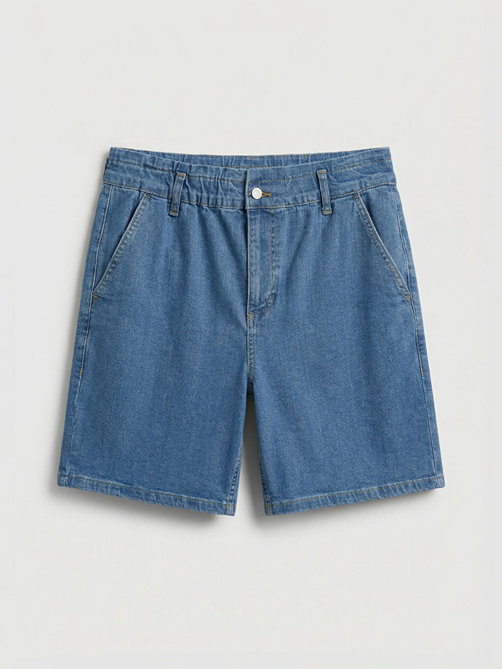 İndigo Loose Fit Kadın Jean Şort-4