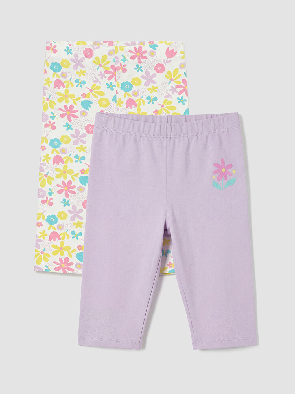 Lila Baskılı Kız Çocuk Tayt 2'li