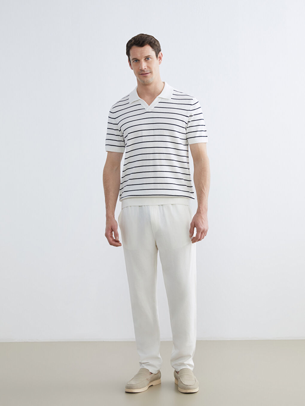 Мужчины экрю Свитер-3