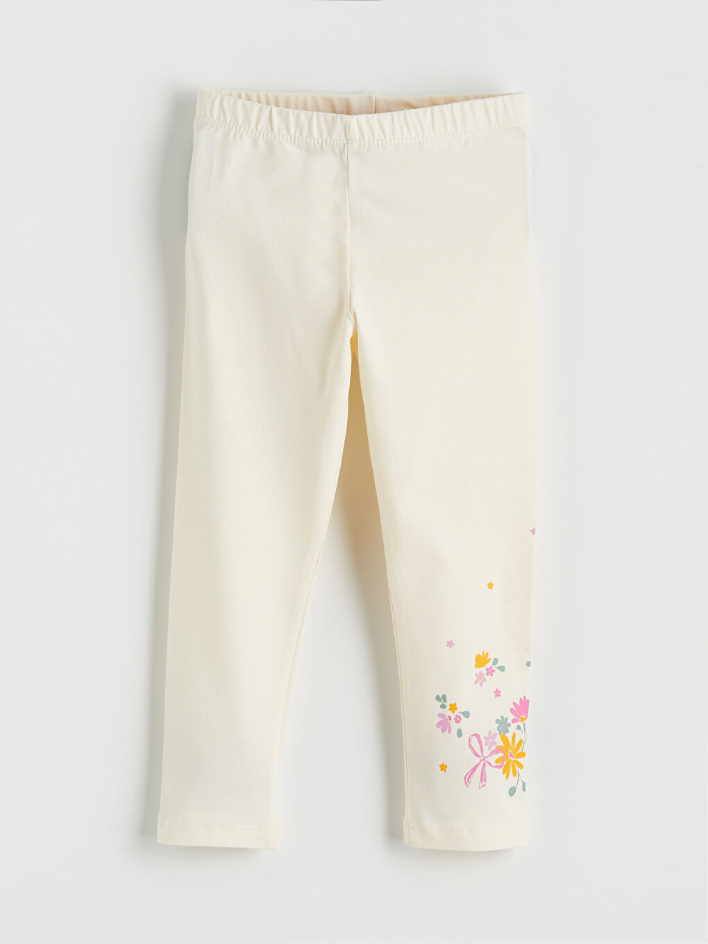 Ekru Beli Lastikli Kız Çocuk Tayt 2'li-3