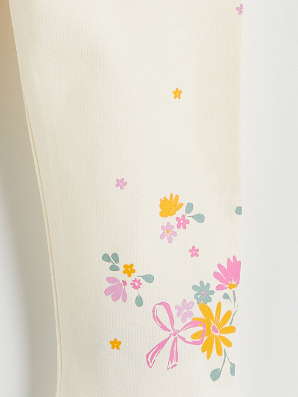 Ekru Beli Lastikli Kız Çocuk Tayt 2'li-5