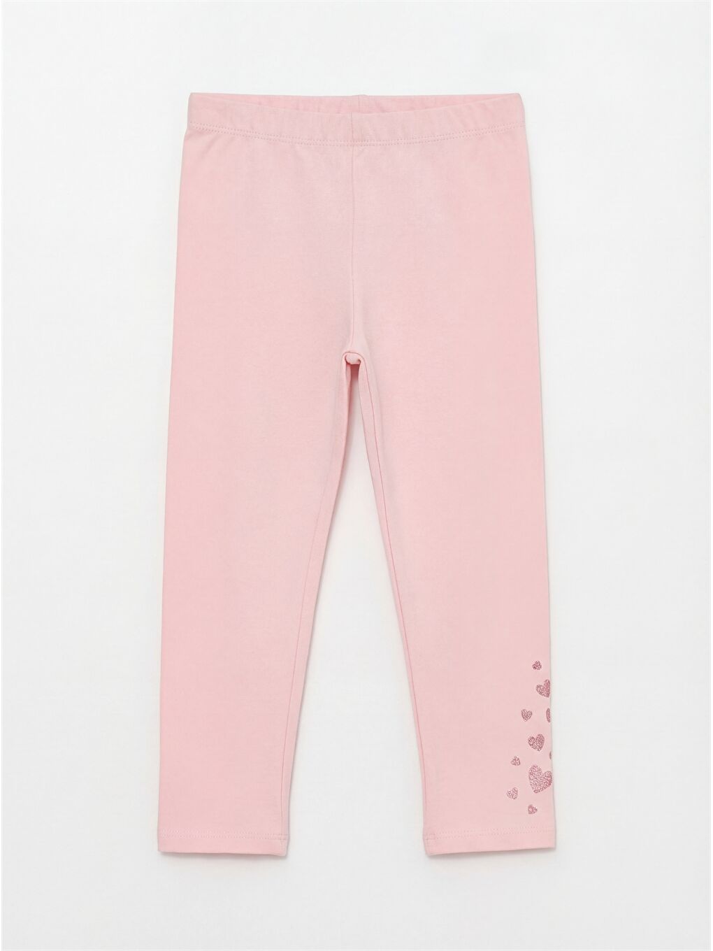 Pembe Kalp Baskılı Kız Çocuk Tayt 2'li-1