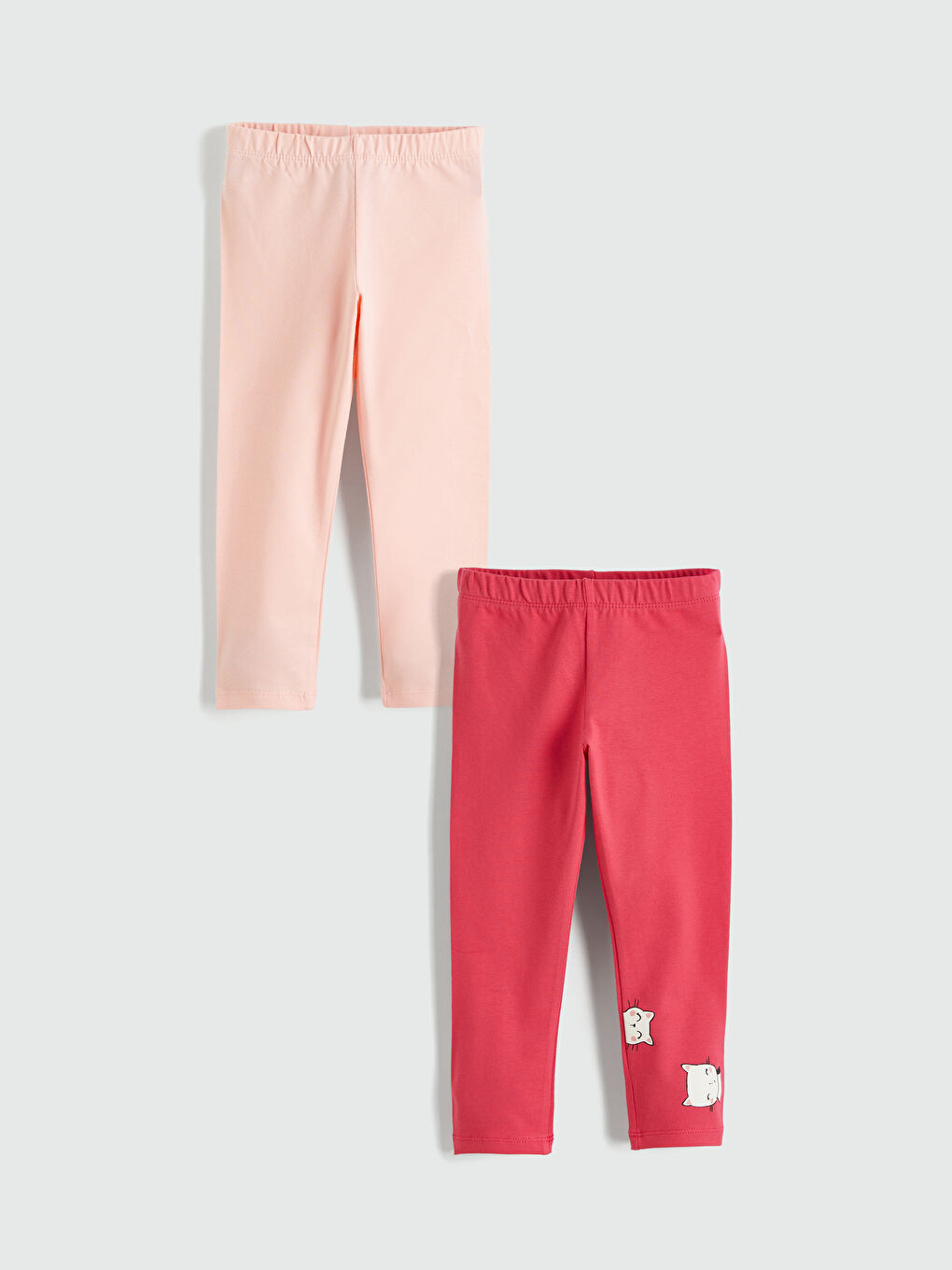 Fuşya Baskılı Kız Çocuk Tayt 2'li