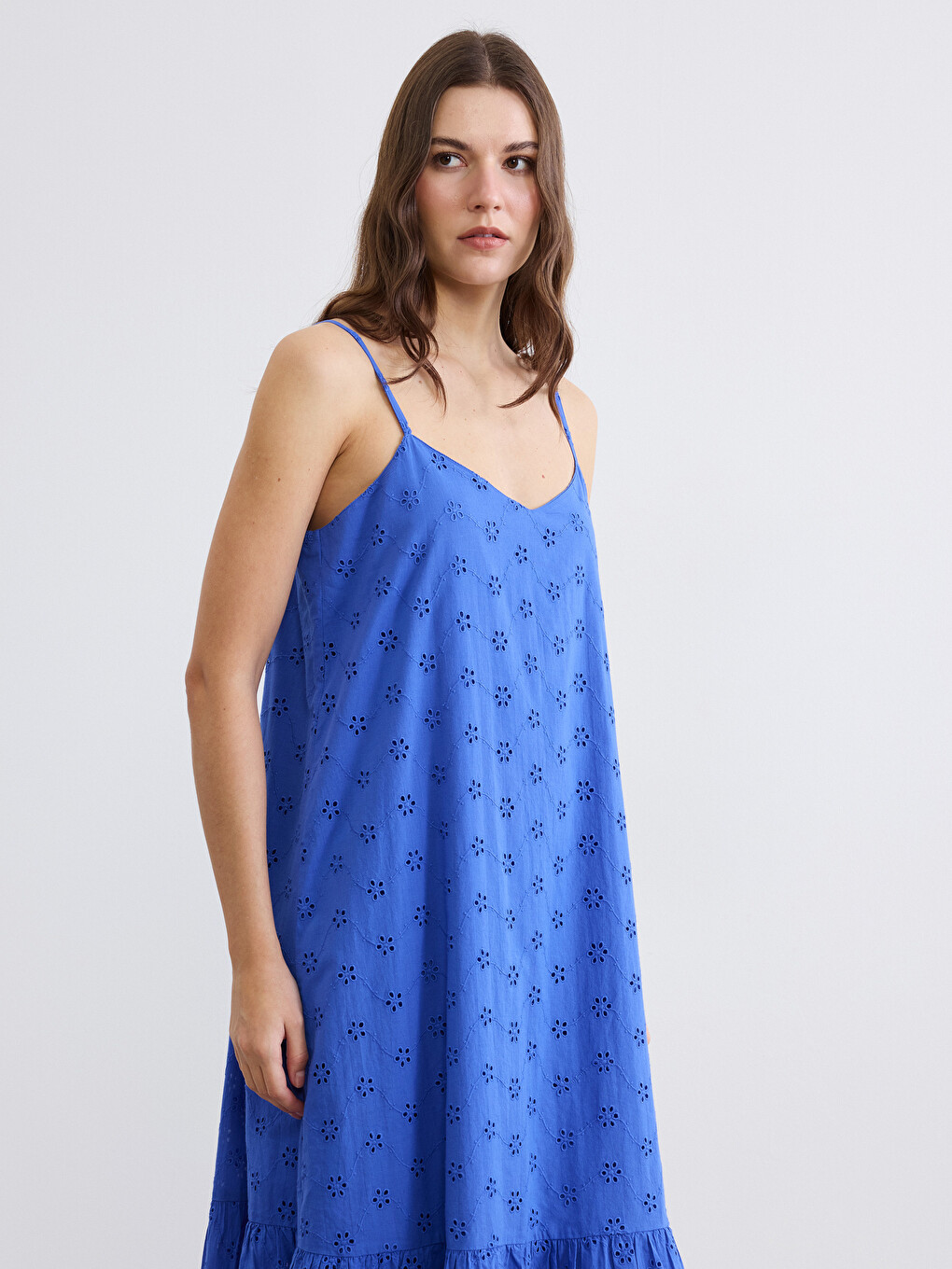 Strappy A-Line Broderie Dress