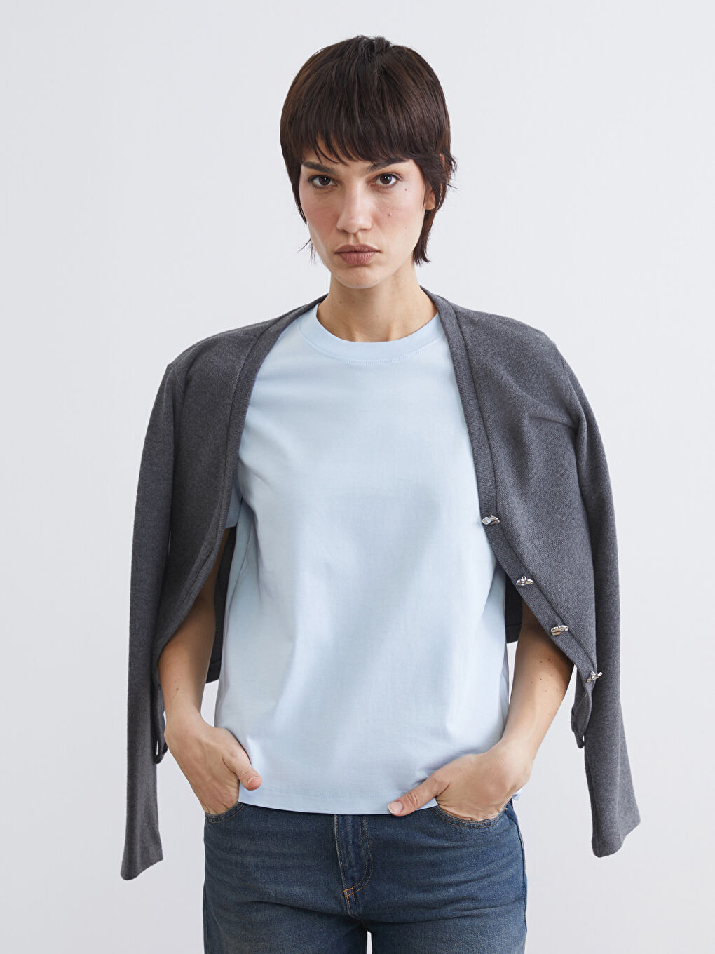 Mavi Bisiklet Yaka Kadın Tişört	