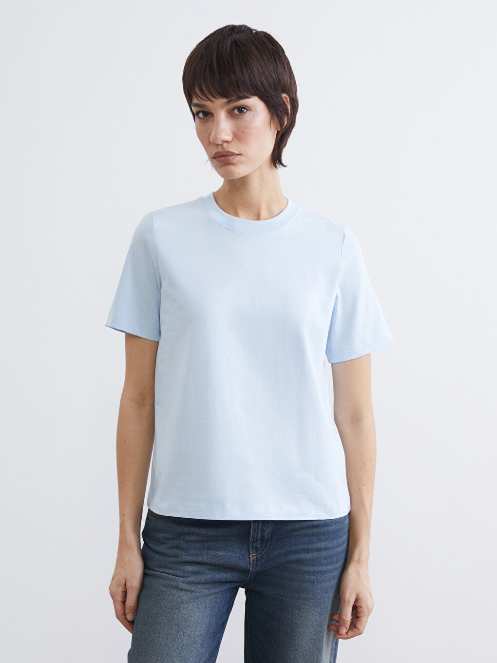 Mavi Bisiklet Yaka Kadın Tişört	-1