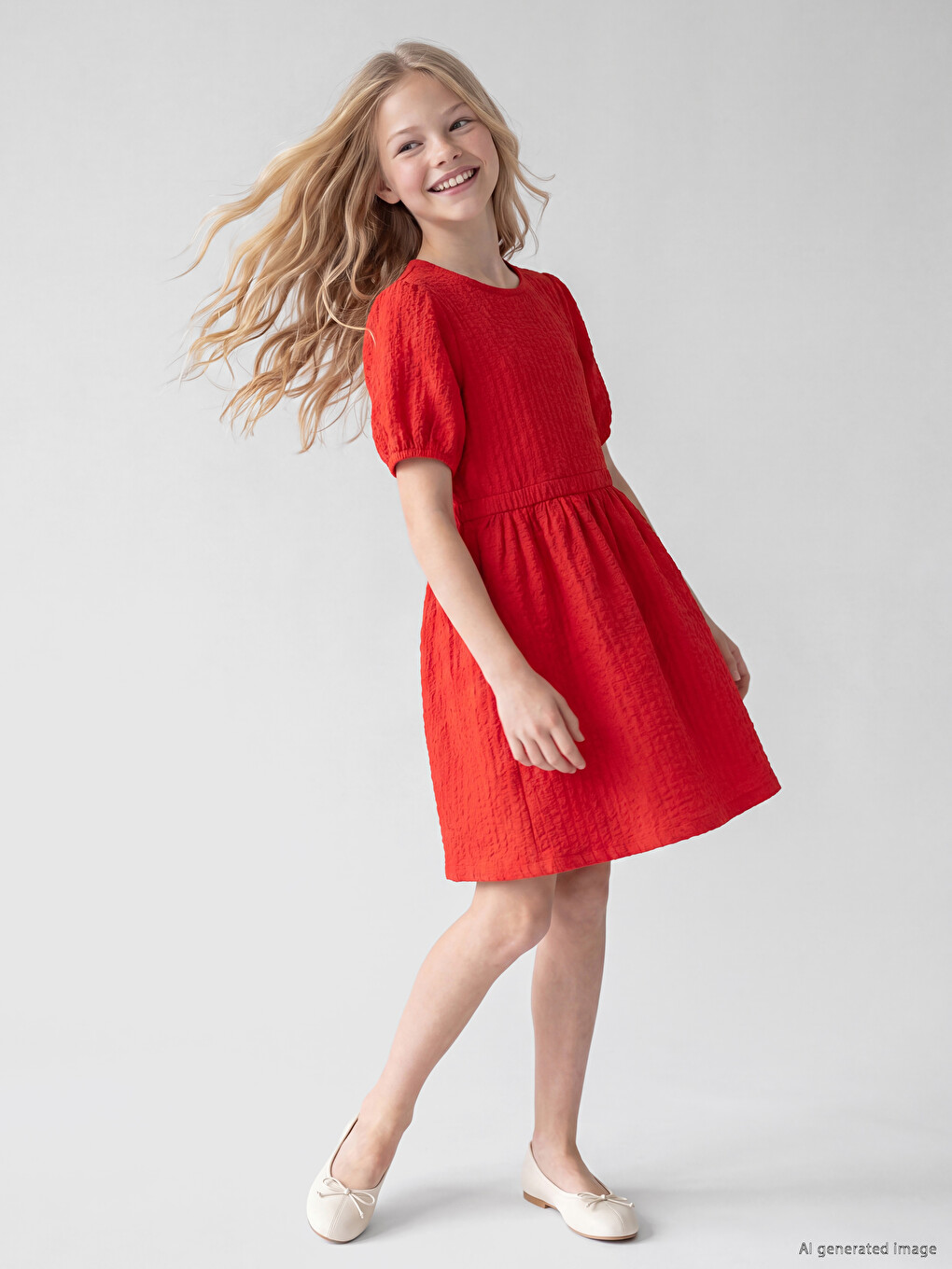 Robe À Manches Courtes Et Col Rond Pour Fille