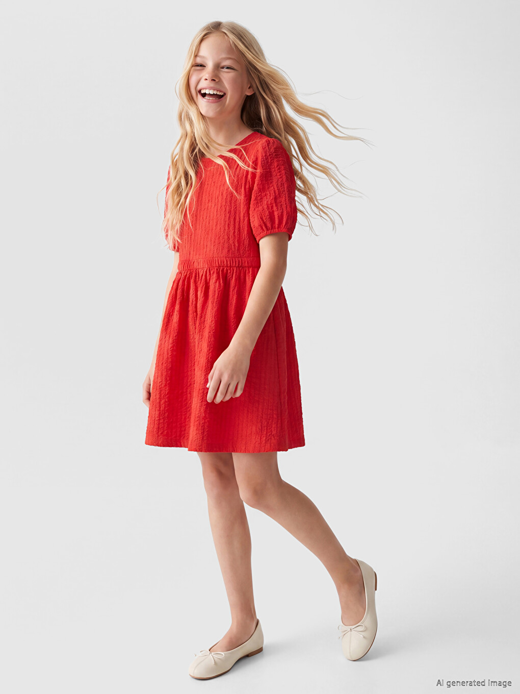 Robe À Manches Courtes Et Col Rond Pour Fille-1