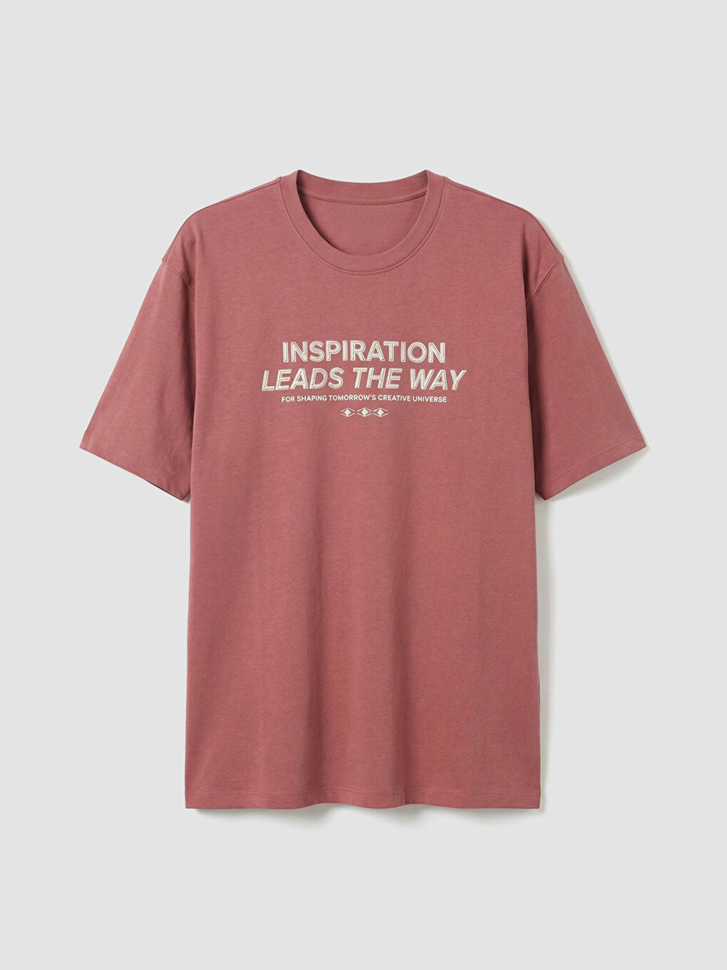 Pembe Bisiklet Yaka Baskılı Erkek Tişört-4