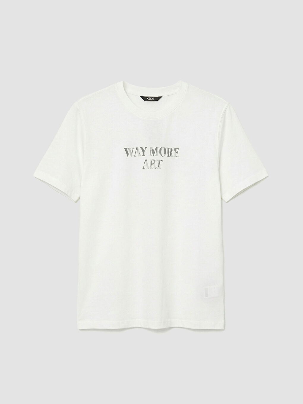 Ekru Bisiklet Yaka Baskılı Penye Erkek Tişört-4