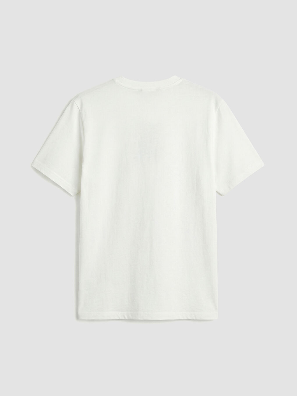 Ekru Bisiklet Yaka Baskılı Penye Erkek Tişört-5