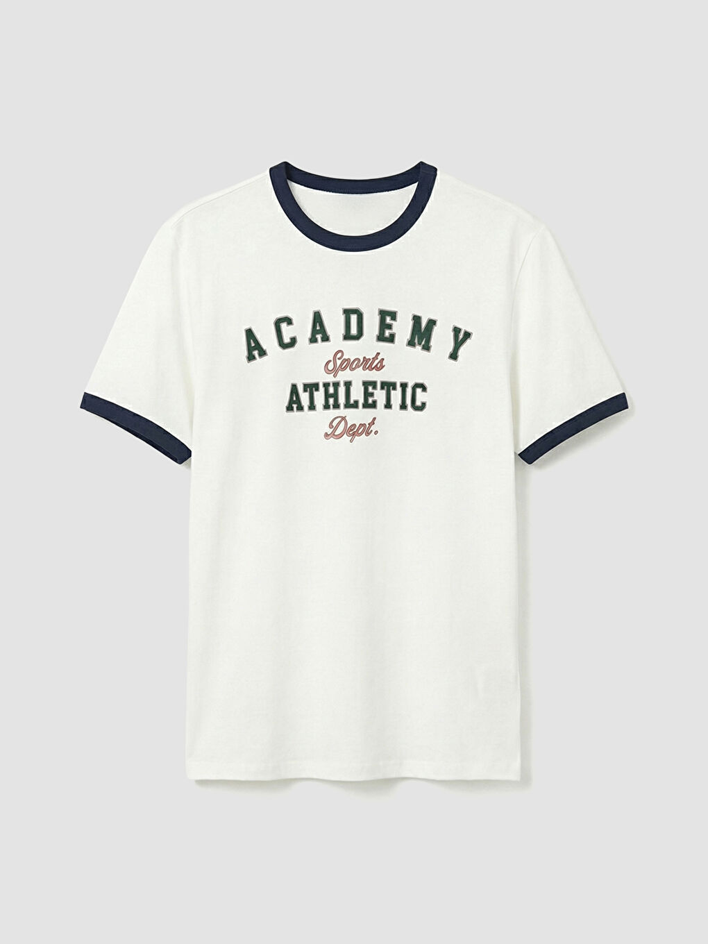 Ekru Bisiklet Yaka Baskılı Penye Erkek Tişört-4