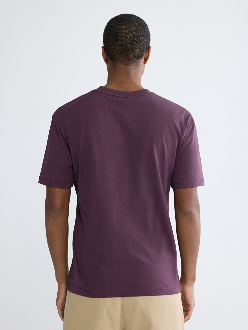 Mürdüm Bisiklet Yaka Baskılı Penye Erkek Tişört-3