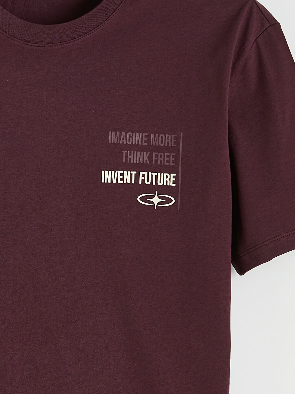 Mürdüm Bisiklet Yaka Baskılı Penye Erkek Tişört-5