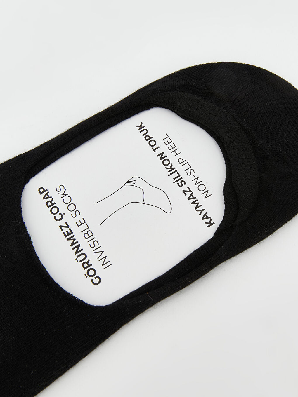 Siyah Kaymaz Silikon Topuklu Erkek Babet Çorap 7'li-1