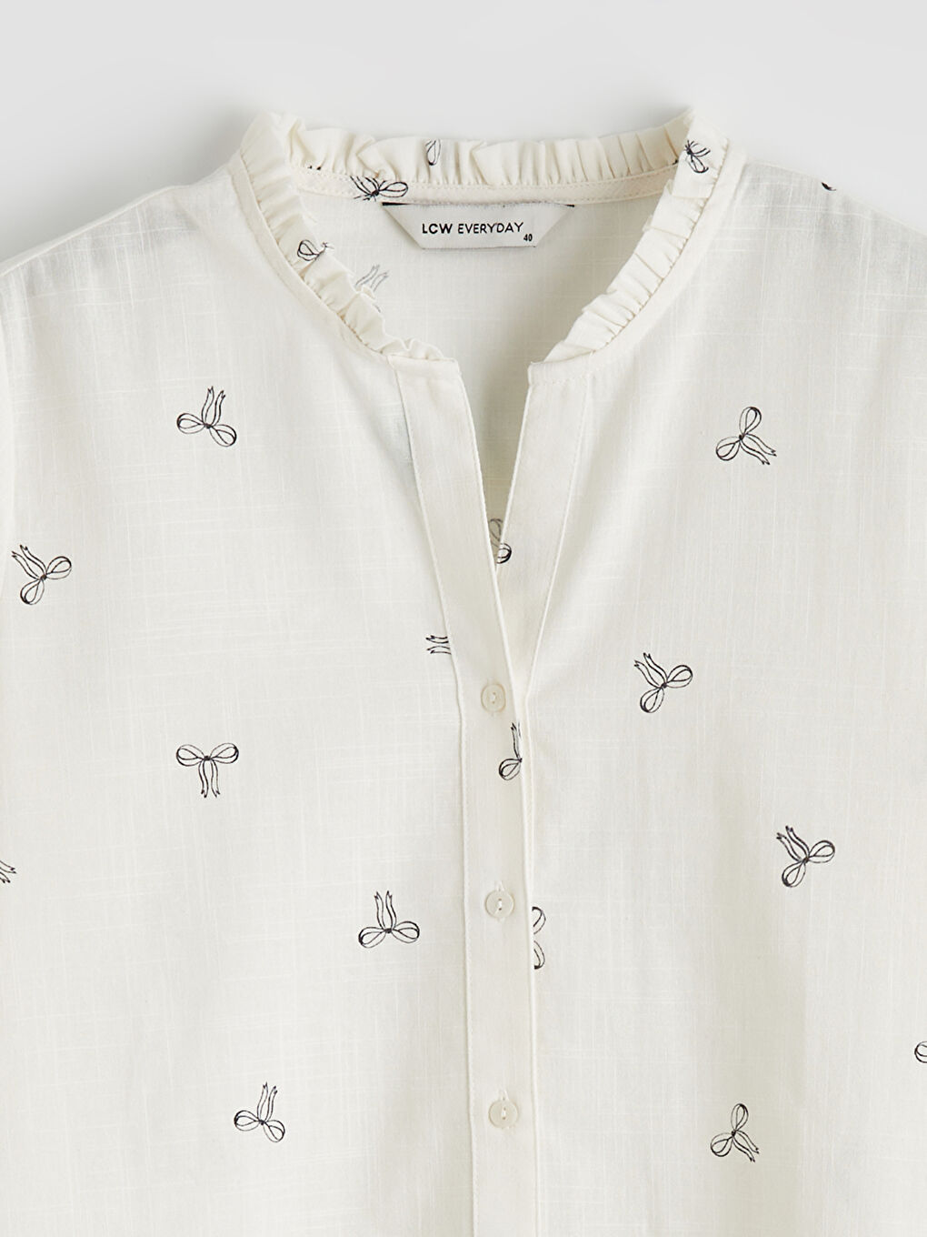 Frilled Notch Neck Patterned Women's Shirt-6