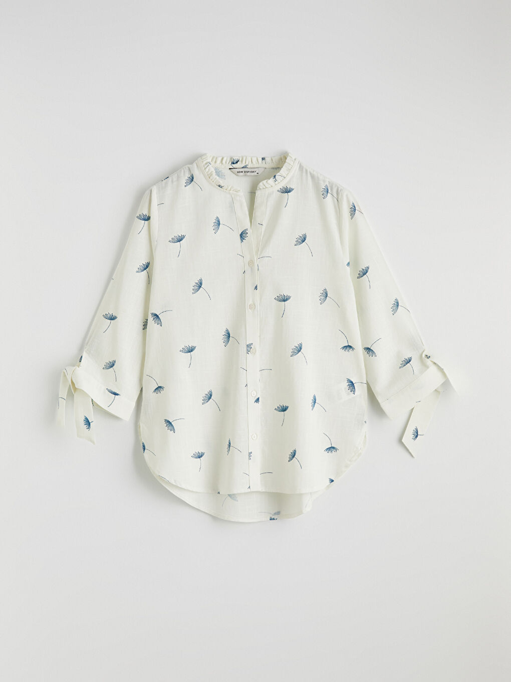 Frilled Notch Neck Patterned Women's Shirt-5