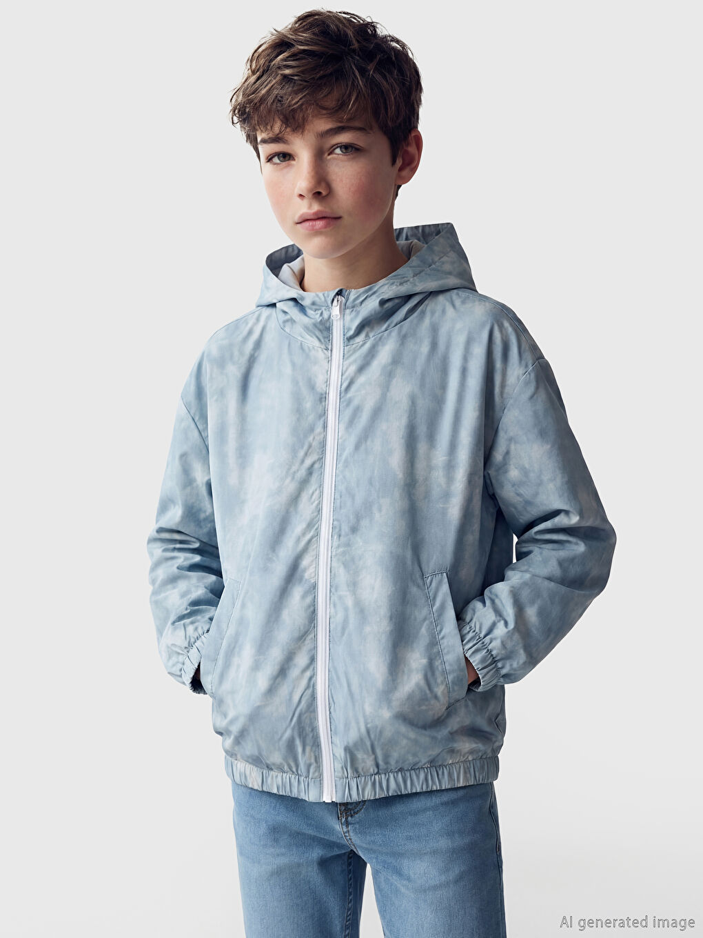 Water Repellent Hooded Boys' Raincoat-1