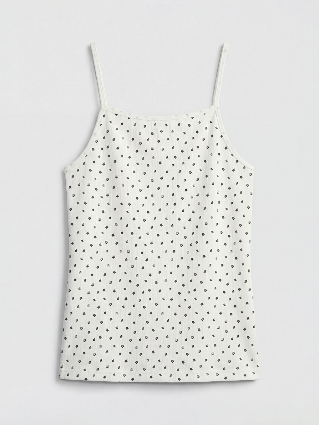 Ekru Kare Yaka Çiçekli İp Askılı Kız Çocuk Atlet 2'li-4