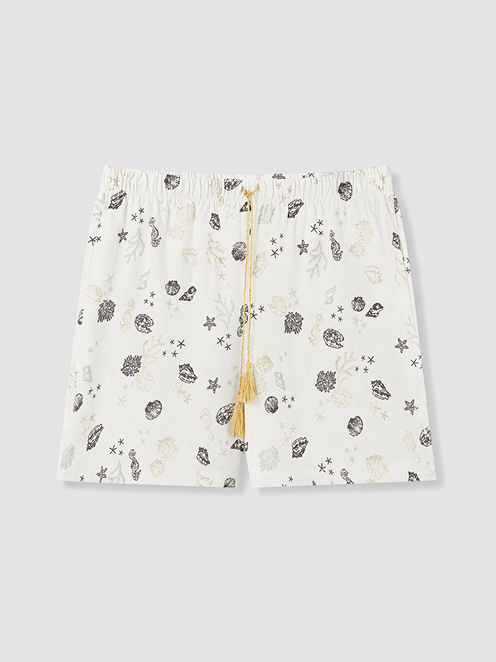 Ekru Baskılı %100 Pamuklu Kadın Şort Pijama Altı 2'li-4