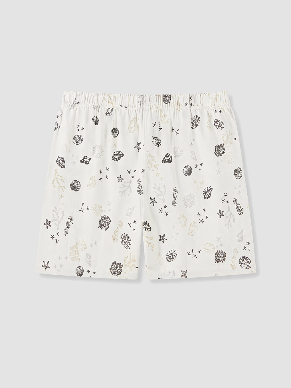 Ekru Baskılı %100 Pamuklu Kadın Şort Pijama Altı 2'li-6