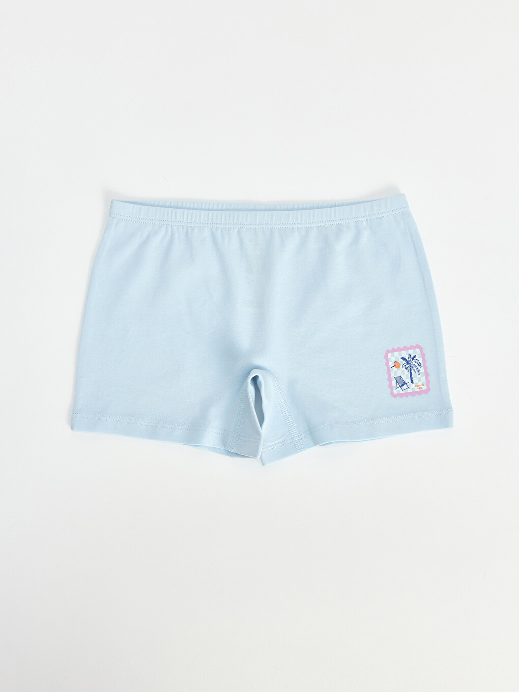 Mavi Baskılı Kız Çocuk Boxer
