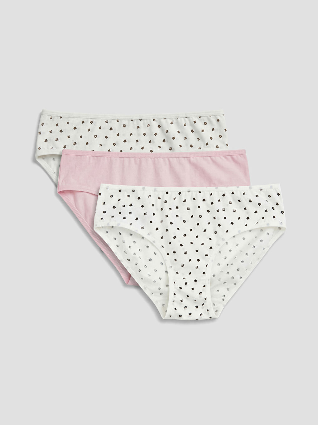 Ekru Desenli Kız Çocuk Külot 3'lü-5