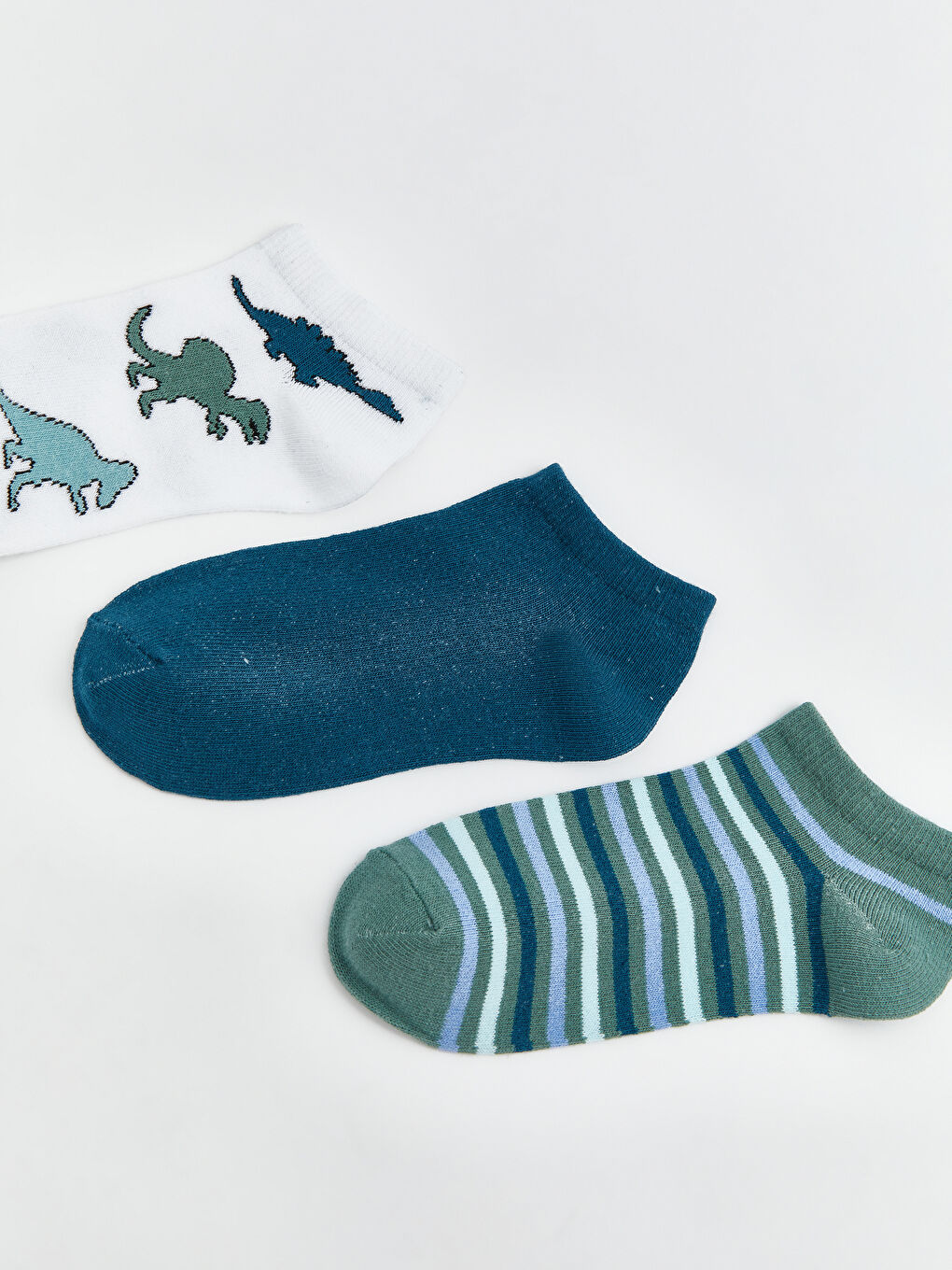 Beyaz Erkek Çocuk Patik Çorap 3'lü-1