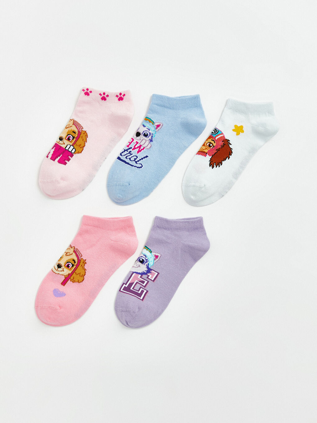 Pembe Paw Patrol Baskılı Kız Çocuk Patik Çorap 5'li