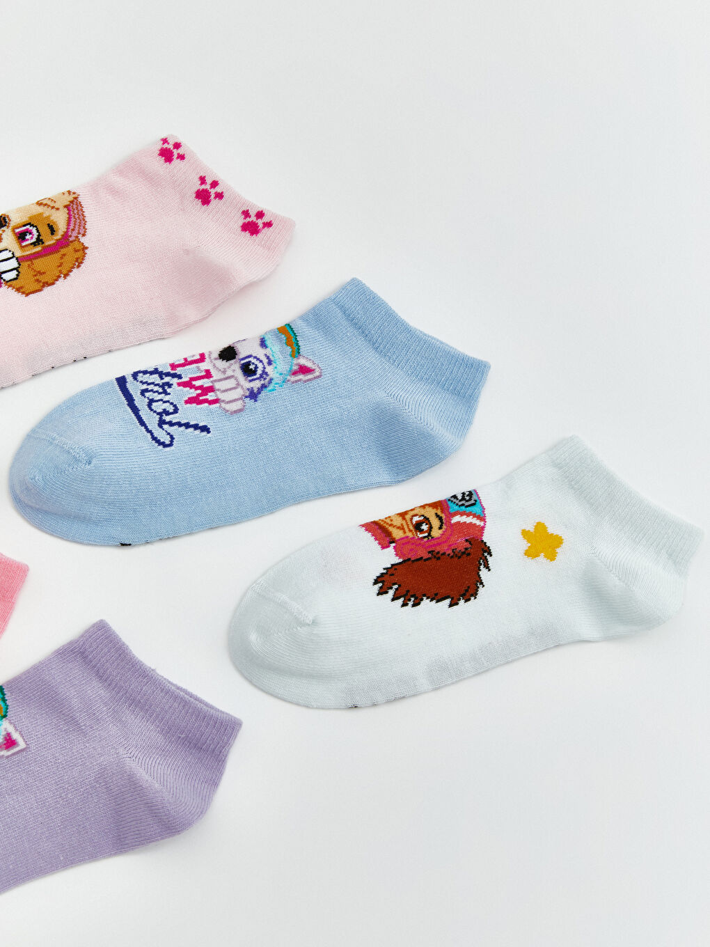 Pembe Paw Patrol Baskılı Kız Çocuk Patik Çorap 5'li-1