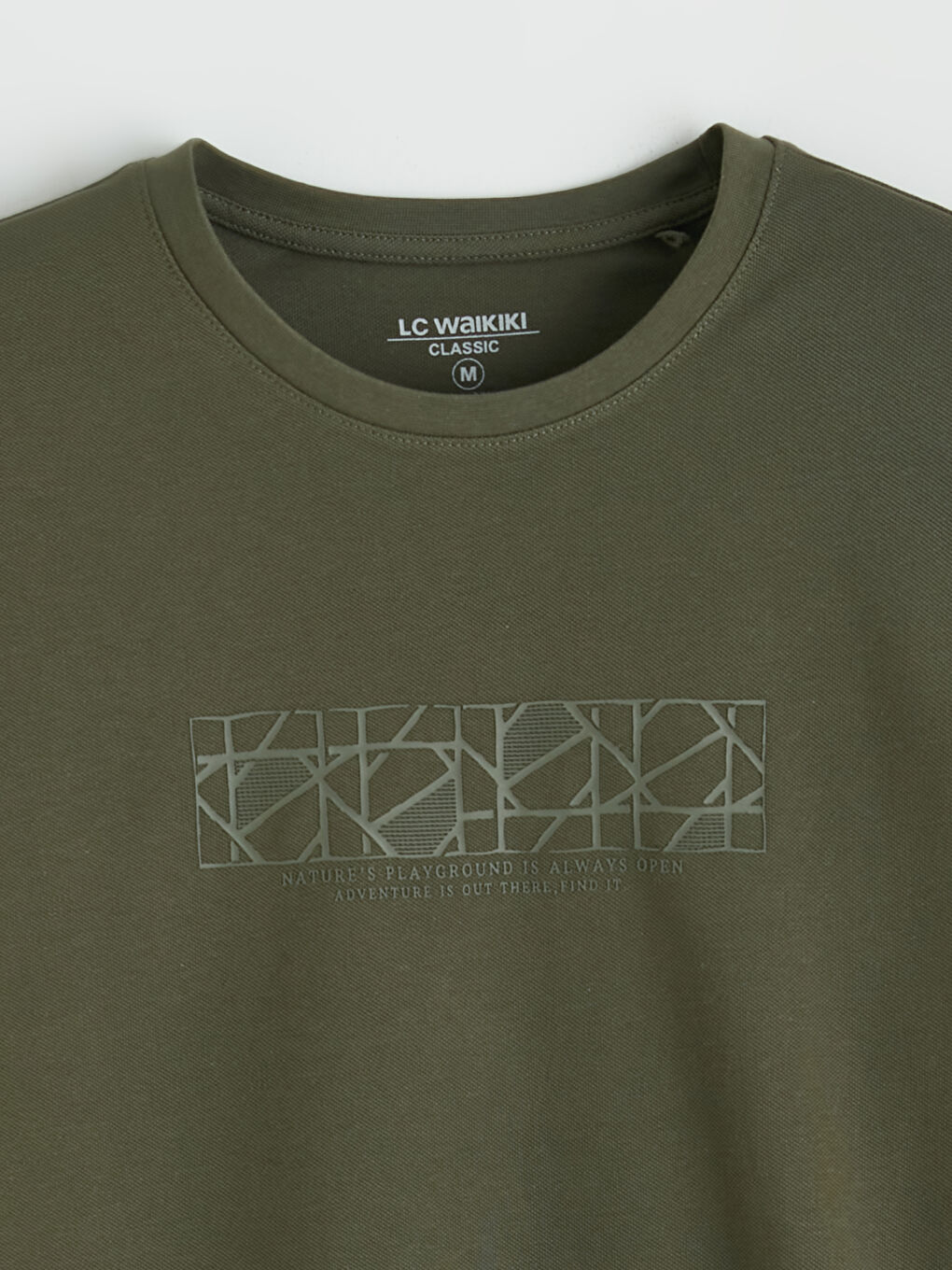 Мужчины Хаки Футболка-1