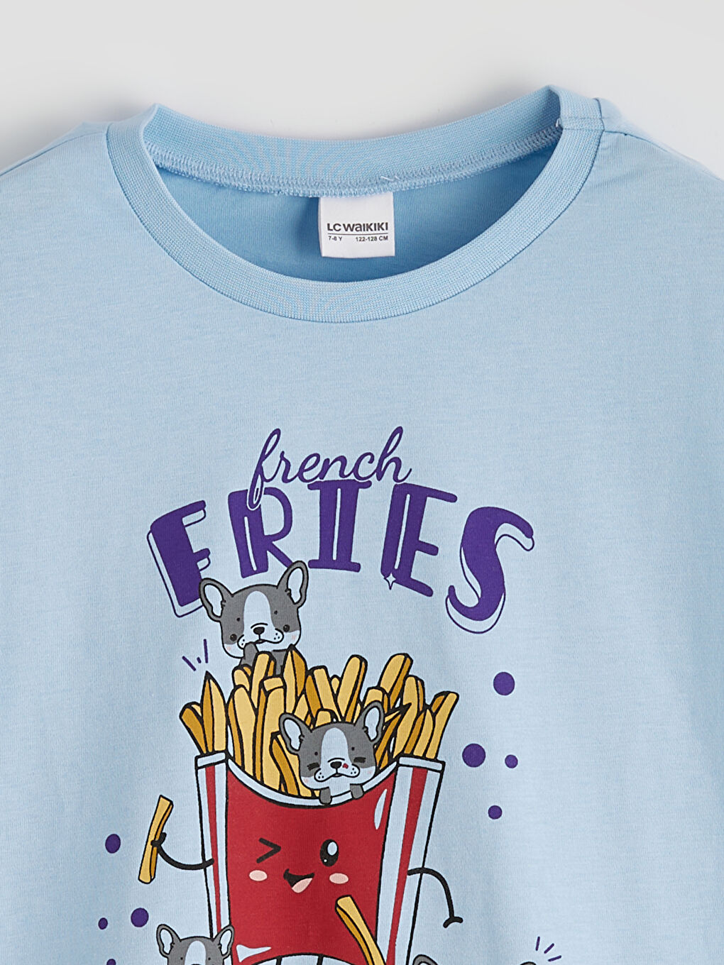 Mavi Bisiklet Yaka Baskılı Kız Çocuk Pijama Takım-2